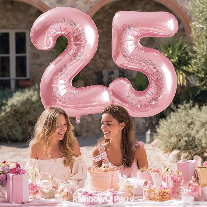 RainbowQ Pink 25 Balloon Number 40 Inch 0-40 Foil Large Balloons | Big Mylar 25 - Image 2