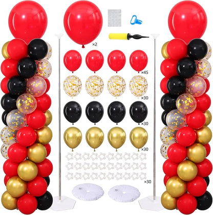 Red Black Gold Balloon Column Stand Kit Set of 2 by ZyloonDecoration