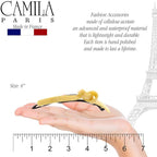 Camila Paris CP2815 French Hair Barrette Clip for Girls, Handmade, Beige, Metal-Free Closure Strong Hold Grip Hair Clips for Women, No Slip Durable Styling Girls Hair Accessories, Made in France