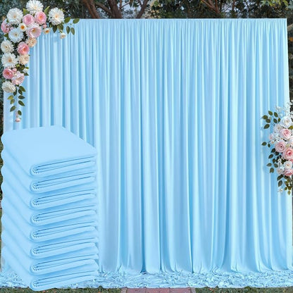 40 ft x 10 ft Wrinkle Free Baby Blue Backdrop Curtains by Outpain