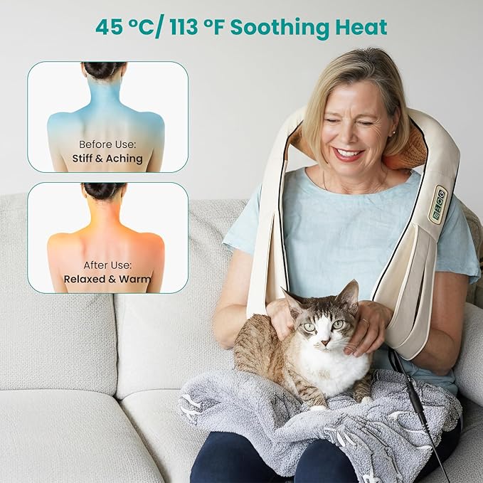 Nekteck Neck Massager for Pain Relief Deep Tissue, FSA Eligible Shiatsu Back Massager with Heating 3D Kneading Massage Pillow for Shoulder Leg Muscle, Office Home Car Use, HSA Eligible, Plug-in Use