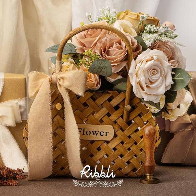 Ribbli 3 Rolls Beige Ribbon 1.5 Inch x 18Yards Ivory Nude Khaki Handmade Cotton - Image 4