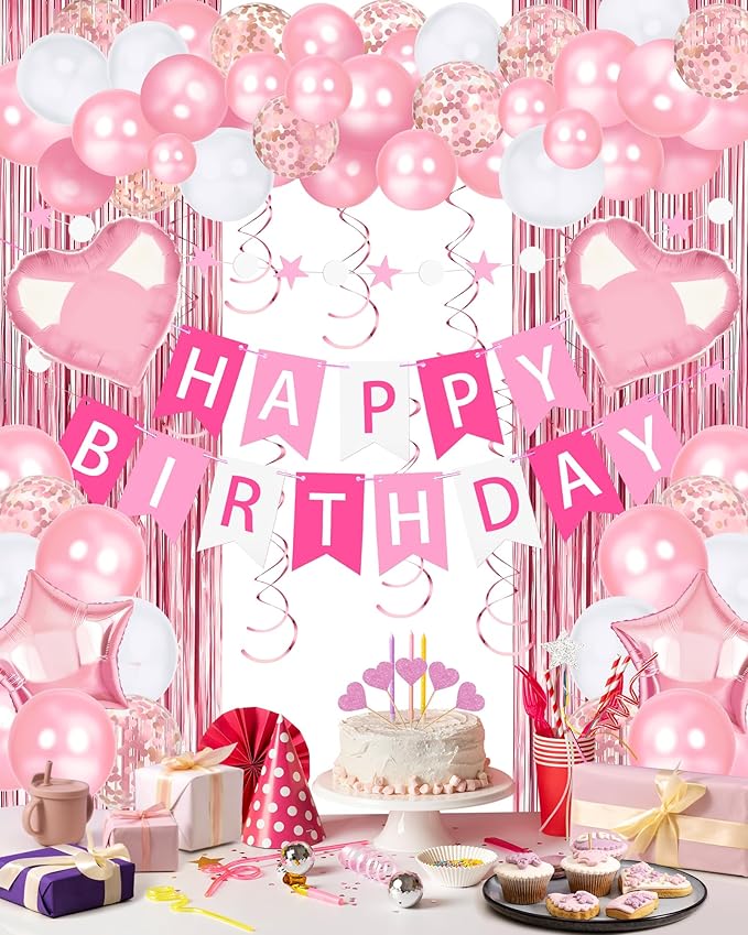 Pink Happy Birthday Party Decorations by Lutoys