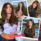 ALXNAN Long Wavy Hair Extensions for Women, Clip in Hair Extensions Clip Ins Soft Full Head Synthetic Hairpieces 20 Inch Light Brown