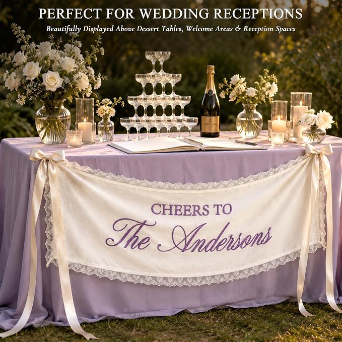 Custom Hand Embroidered Wedding Banner - Image 3