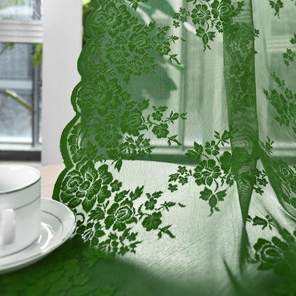 Kotile Emerald Green Floral Lace Curtains by Kotile+Curtains