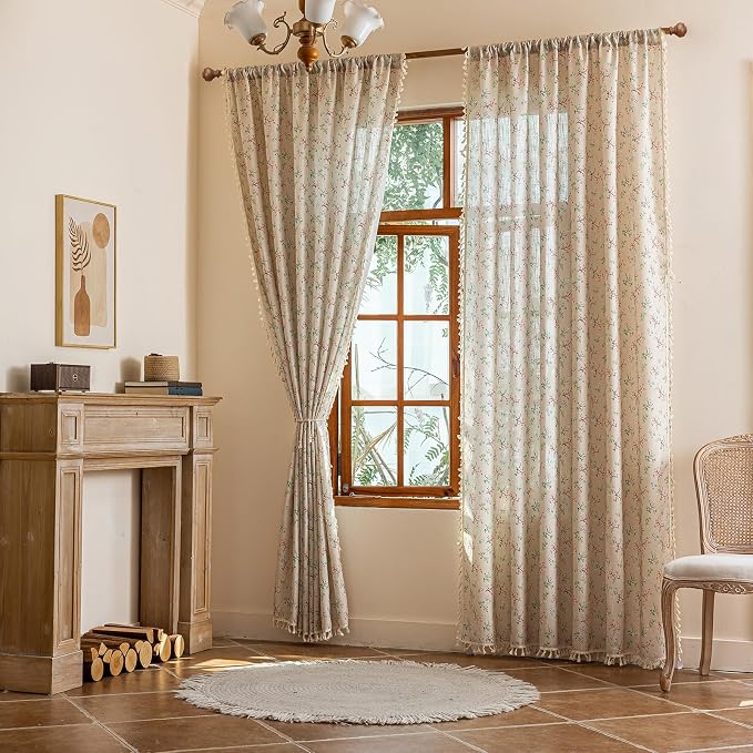 ENJOYBRIDAL Floral Living Room Curtains 84 Inches Long Doorway Vintage Semi - Image 4