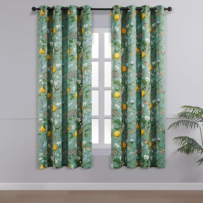 Topfinel Kitchen Curtains 45 Inch Length Floral Spring Curtains - Image 2