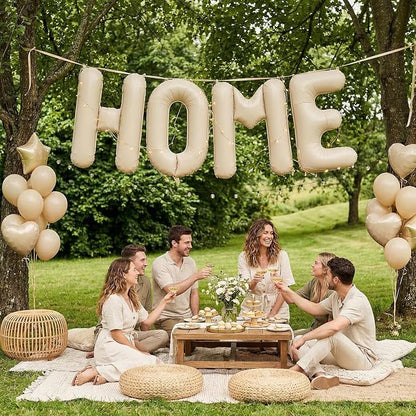 40 Inch Beige HOME Balloons, Large Cream Letter Balloon - Image 6