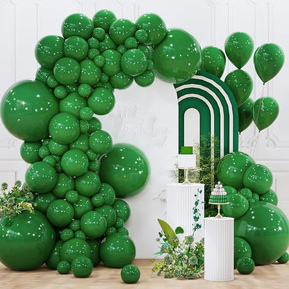 PartyWoo Dark Green Balloons 145pcs Emerald Hunter Forest Green Color | by PartyWoo