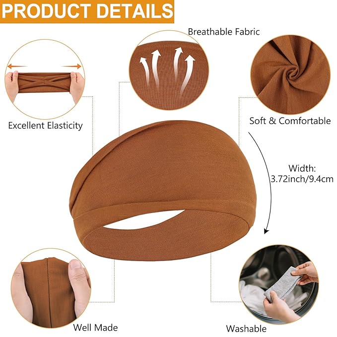 Wide Hairbands for Women Non Slip Workout Yoga Head Bands for Yoga Soft Sweat Headbands for Women's Hair Womens Solid Head Bands Hair Accessories