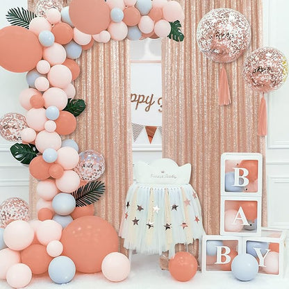 Rose Gold Sequin Backdrop Curtain 6 Pcs 2ftx8ft Wedding Party Backdrop Silver - Image 4