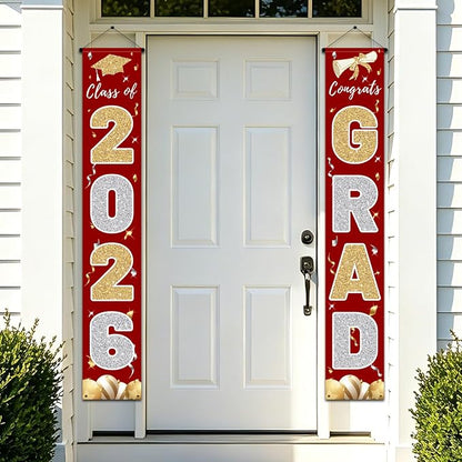 Graduation Decorations 2026, Class of 2026 Banner Congrats Grad | Porch Sign by CAKKVDE