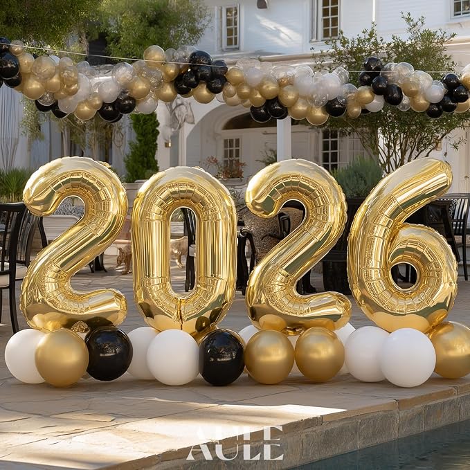 AULE 40 Inch Light Gold 26 Balloon Number Foil 0-9 Birthday Big Numbers | - Image 5