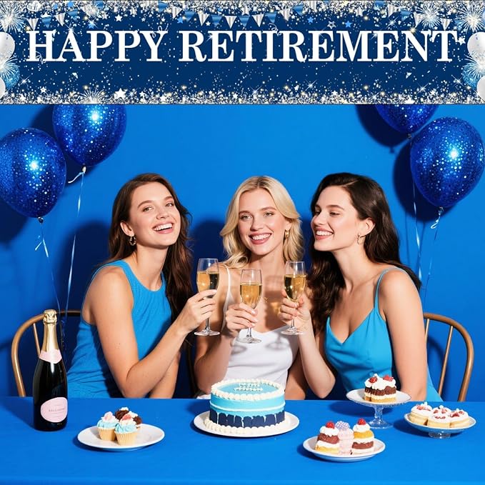 Blue Silver Happy Retirement Banner - Image 4