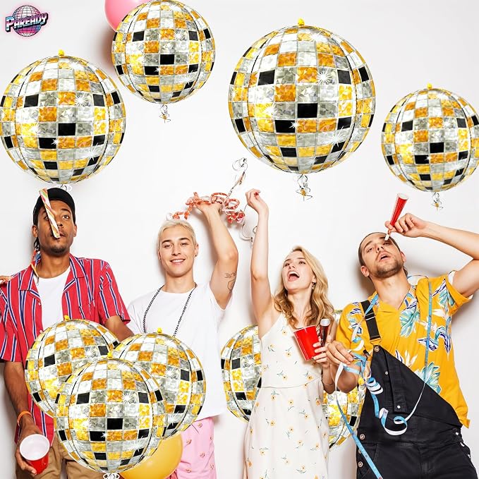 6pcs 22 Inch Multicolor Disco Ball Balloons, 4d Large Foil Aluminum Balloon - Image 5