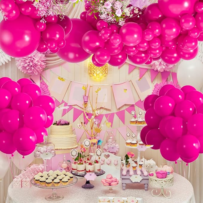 114pcs Hot Pink Balloon Garland Arch kit, 18 12 10 5 inch Latex Balloons | - Image 6