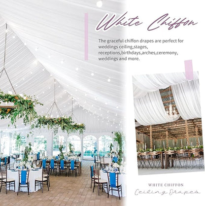 8 Panels White Ceiling Drapes for Wedding 5ftx10ft Arch Draping Fabric Sheer - Image 6