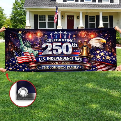 Personalized 250 Years of Freedom USA Banner 1776-2026, Patriotic American - Image 5