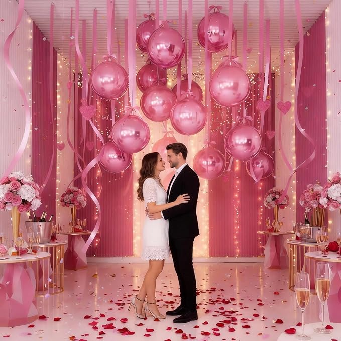Biapian 12Pcs Light Pink Round Balloons Foil, Large Rose Pink Balloons - Image 7