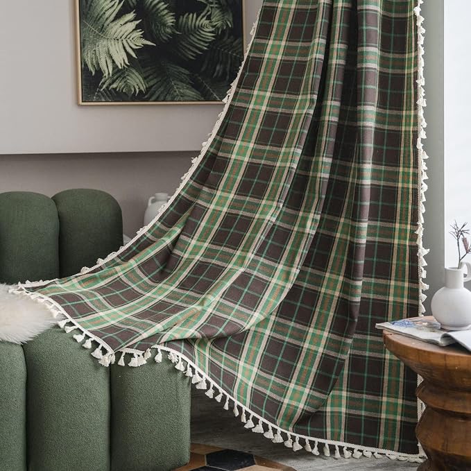 Sutuo Home Boho Curtains for Living Room Bedroom, Vintage Gingham Curtains by SutuoHome