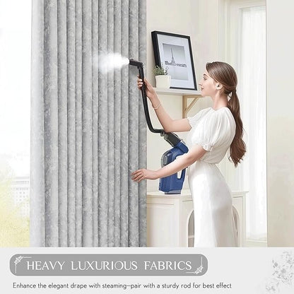 Beauoop Grey Floral Jacquard Blackout Curtains - Image 5