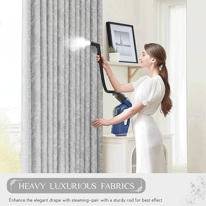 Beauoop Grey Floral Jacquard Blackout Curtains - Image 5