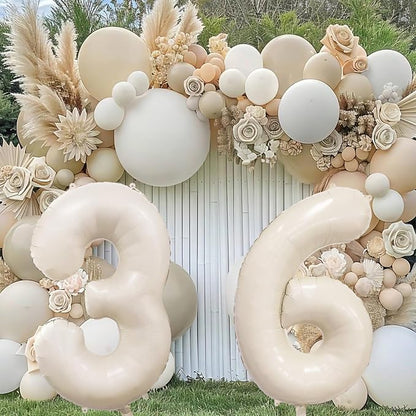 Cream Number 6 Balloon 40 Inch Beige Nude Number 6 Balloon - Image 5