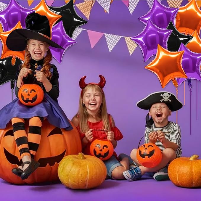 TONIFUL 30 Pcs Star Balloons 18 Inch Large Orange Black Purple Foil Balloon | - Image 5