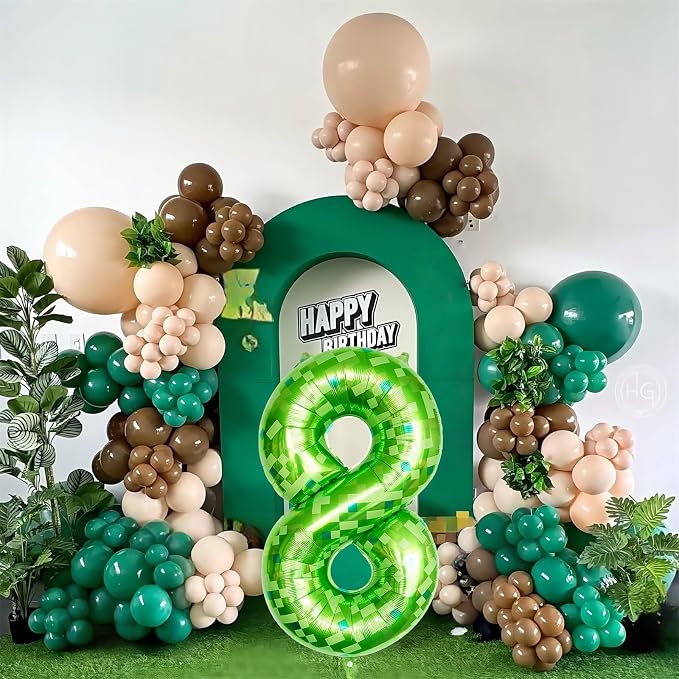 Number 8 Balloons 40 Inch, Gaint Cartoon Lime Green Pixel 8 Balloon Number - Image 6