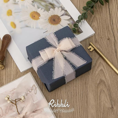 Ribbli Champagne Ribbon 1 Inch x 3 Rolls Total 24 Yards Nude Handmade Fringe - Image 5