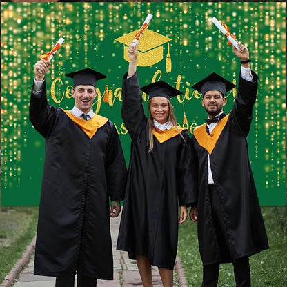 Mocsicka Class of 2026 Backdrop Green Gold Glitter Bokeh Graduation Party - Image 6