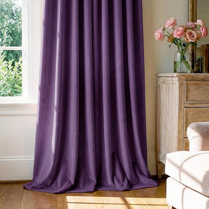 Purple Velvet Curtains for Grils Bedroom Nursery, W52 x L96, Modern Back Tab - Image 7