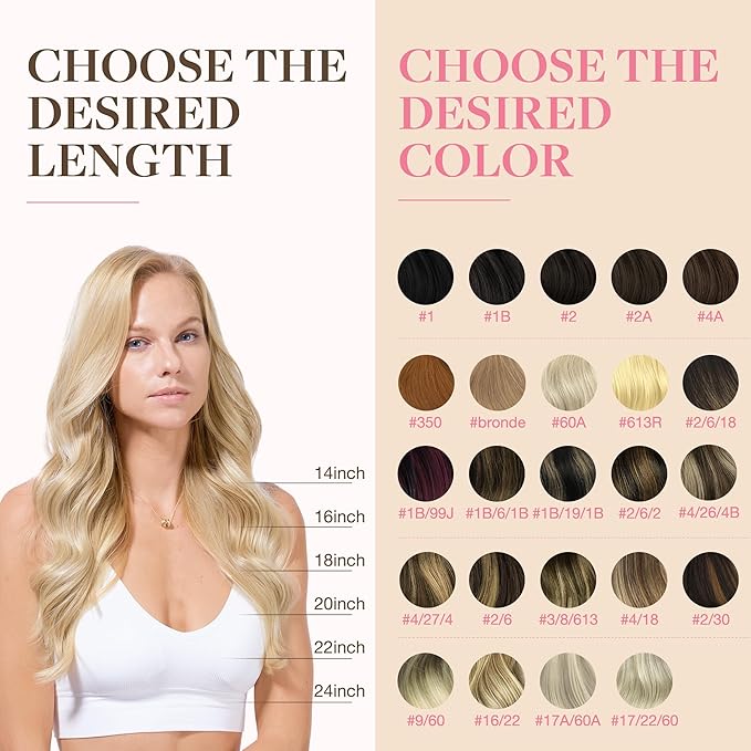 GOO GOO Tape in Hair Extensions Human Hair, 18A/613A Dark Blonde Highlighted Bleach Blonde, 24inch 30g 10pcs, Skin Weft Seamless Invisible, Silky Straight with Thick Ends, Remy Human Hair