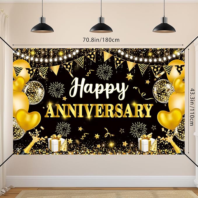 Happy Anniversary Decorations, Backdrop 5.9 x 3.6Ft - Image 4