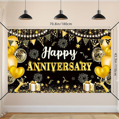 Happy Anniversary Decorations, Backdrop 5.9 x 3.6Ft - Image 4