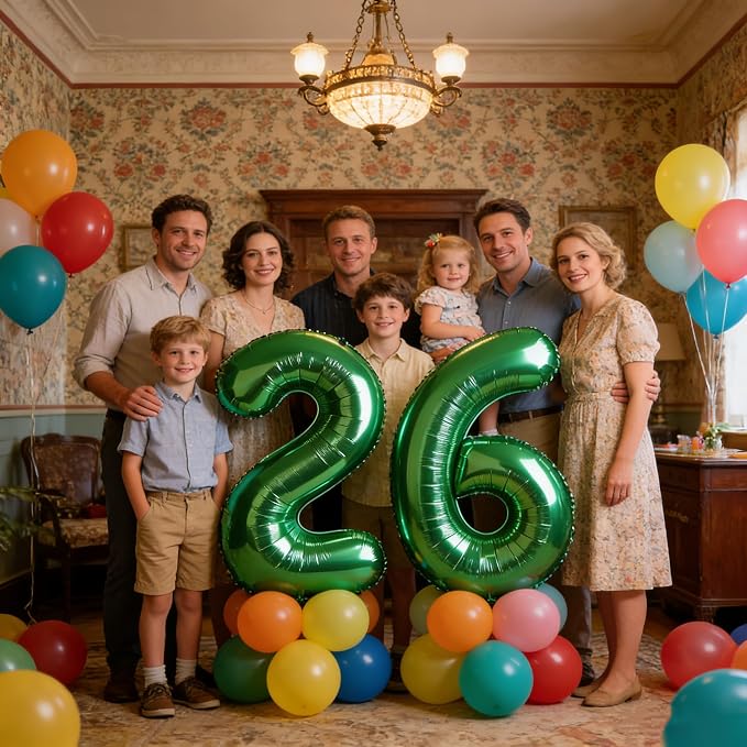 Number 26 Balloons 40 Inch for 26 62 Birthday Party Decorations, Dark Green | - Image 2