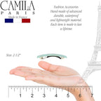 Camila Paris CP3072 French Hair Barrette Clip for Girls, Set of 2 Mint Rubberized Metal Clasp Strong Hold Grip Hair Clips for Women, No Slip Durable Styling Girls Hair Accessories, Made in France