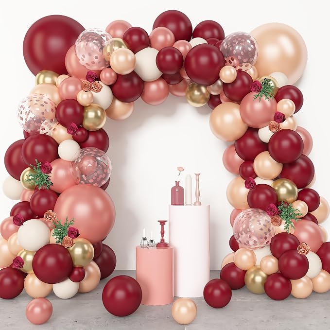 Amandir 153pcs Burgundy Balloons Arch Garland Kit Different Sizes | 18 12 10 5 by Amandir