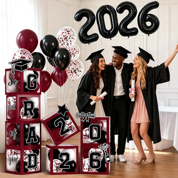 2026 Graduation Balloon Boxes Decorations – Clear Balloon Box Stack - Image 8