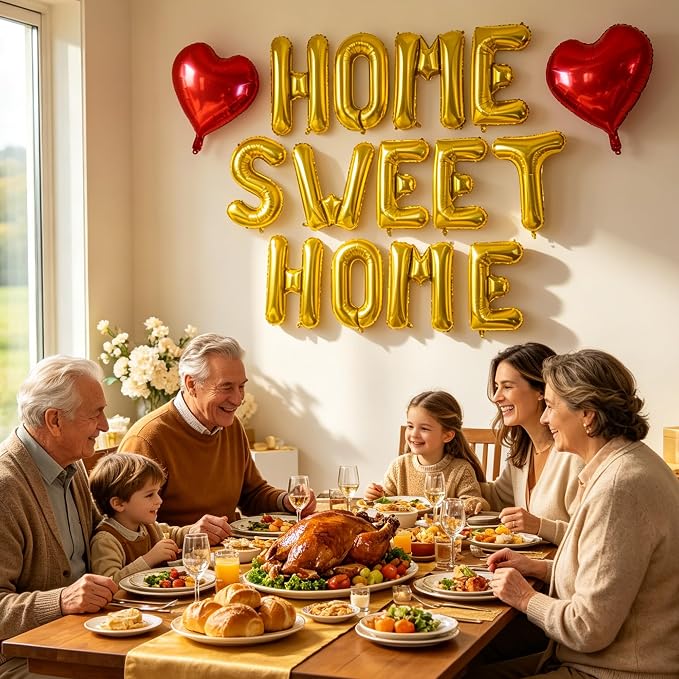 TONIFUL 16 Inch Gold HOME SWEET HOME Letter Balloon Decor - Image 5