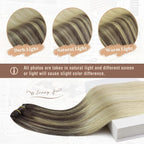 Ve Sunny Human Hair Clip in Extensions Invisible Clip in Hair Extensions Balayage Clip in Human Hair Extensions Dark Brown Ombre Golden Blonde Mix Light Blonde Daily Use Charming 7pcs 120g 20inch