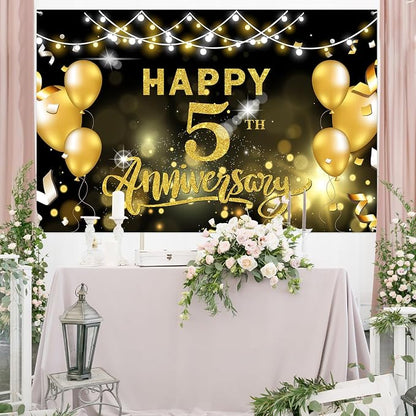 WeBenison Happy 5th Anniversary Backdrop 5th Wedding Anniversary Photography - Image 4