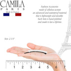 Camila Paris CP2822 French Hair Barrette Clip for Girls, Handmade, White, Metal-Free Closure Strong Hold Grip Hair Clips for Women, No Slip and Durable Styling Girls Hair Accessories, Made in France