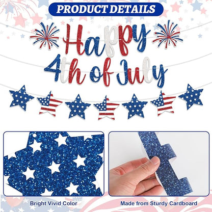 Happy 4th of July Banner Patriotic Decorations, Fourth of July Banner Hanging - Image 3