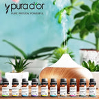 PURA D'OR Organic Perfect10 Essential Oils Set - 10x 10mL Wood Box Aromatherapy Gift Set - 100% Pure Therapeutic Grade for Relaxation and Wellness (Lavender, Peppermint, Eucalyptus, Tea Tree & More)