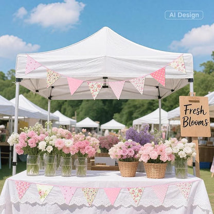 G2PLUS 39Ft Triangle Bunting Banner, Reusable Cotton Triangle Flags Party - Image 6