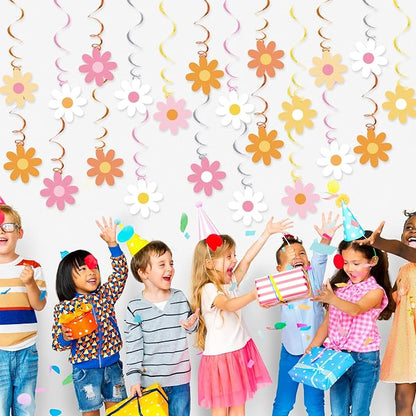 60pcs Daisy Flower Hanging Swirls Colorful Daisy Foil Swirls Ceiling Hanging - Image 5