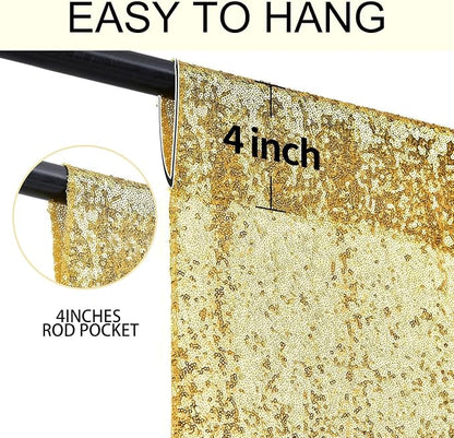 2×8FT-4PCS Gold Sequin Backdrop Curtains Panels, Photography Backdrop Glitter - Image 5