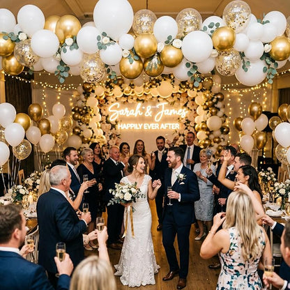 154 PCS White and Gold Balloon Arch Kit, Different Sizes - Image 5
